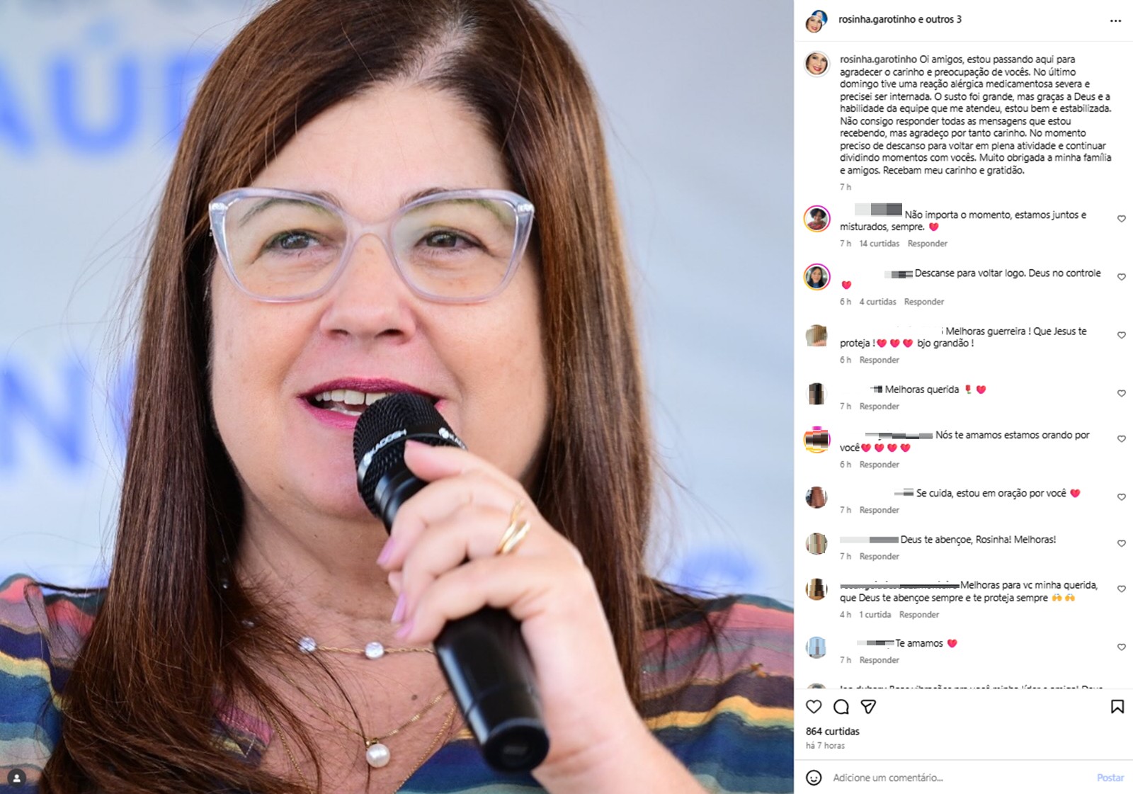 Ex-governadora do Rio, Rosinha Garotinho, está internada em hospital de Campos