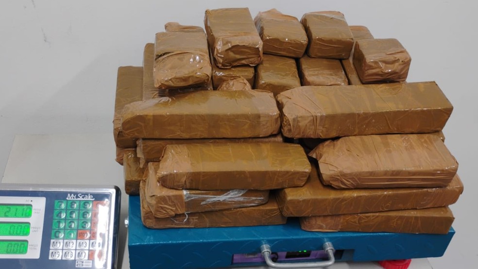 Polícia apreendeu 21 kg de maconha e prendeu dois homens em Caririaçu, no interior do Ceará. — Foto: Polícia Civil/ Divulgação
