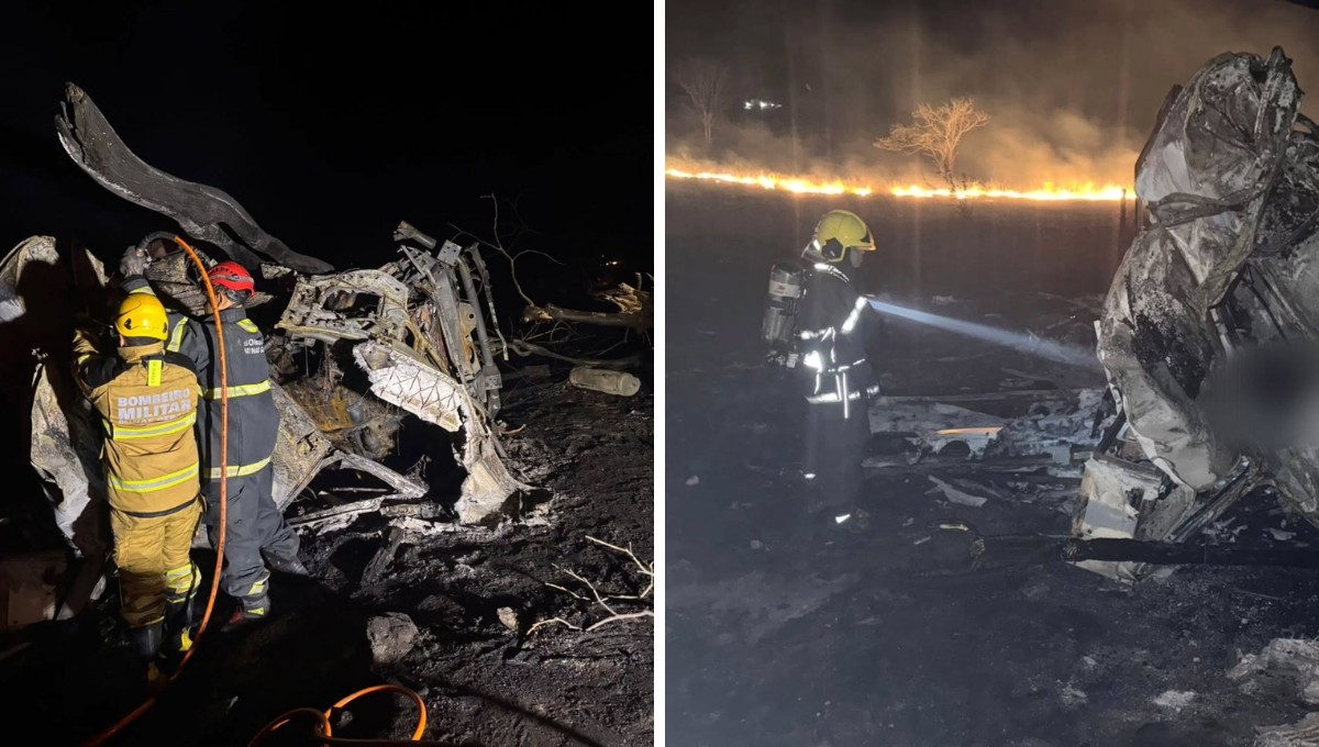 Duas pessoas morrem carbonizadas após caminhão pegar fogo na BR-367, em Itaobim