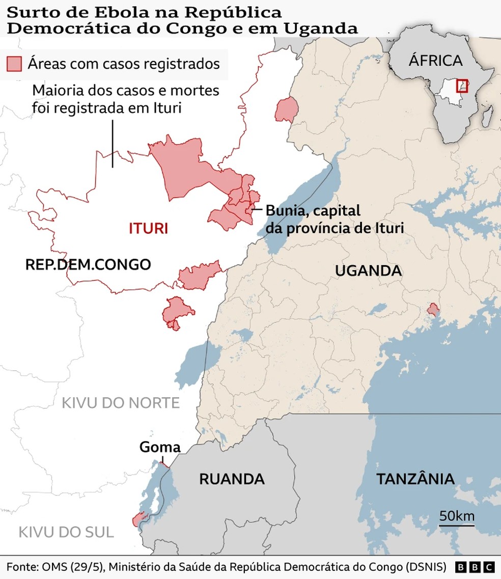 Surto de Ebola na República Democrática do Congo. — Foto: BBC