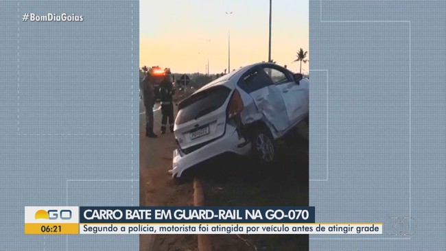 Carro bate em guard-rail na GO-070, em Goianira