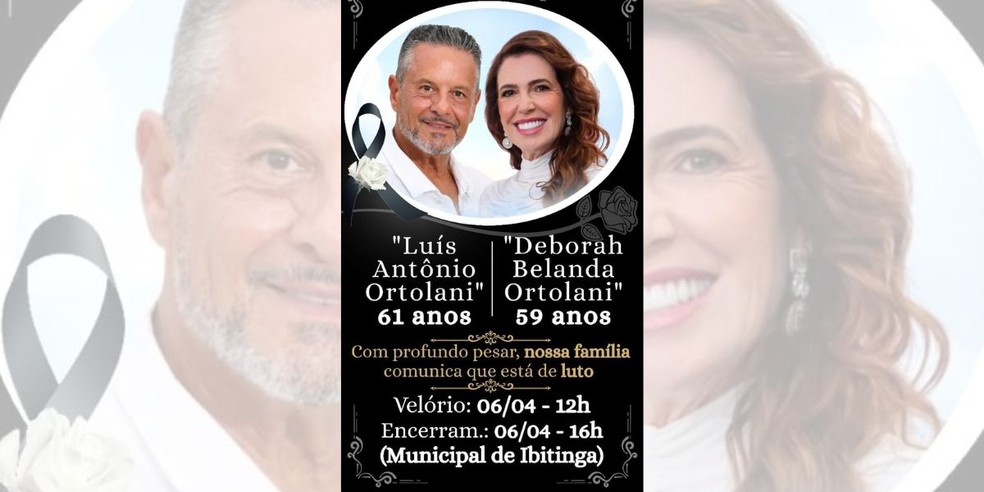 1 de 5
Empresários Deborah Belanda Ortolani e Luis Antonio Ortolani são velados em Ibitinga (SP), nesta segunda-feira (6) — Foto: Reprodução