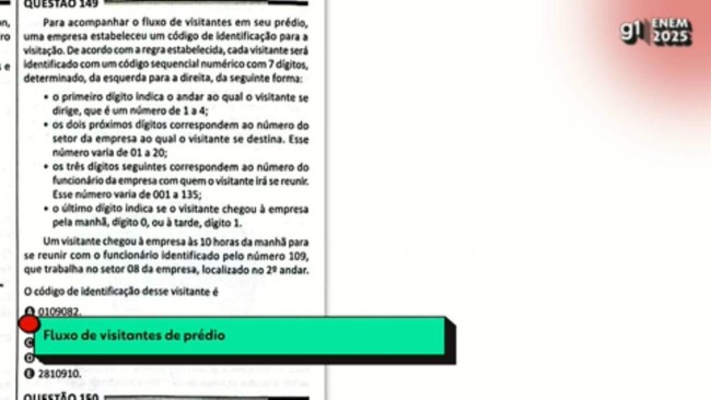Enem 2025: correção da questão o fluxo de visitantes de um prédio
