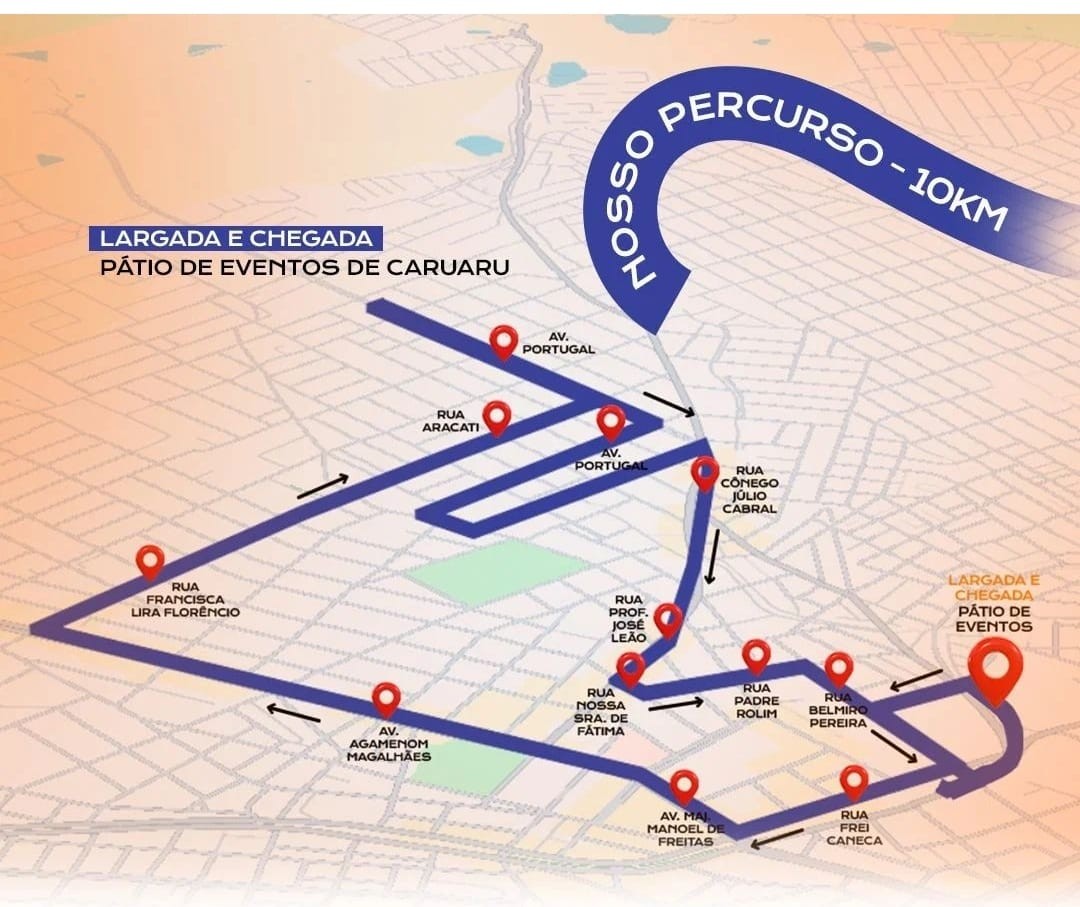 Ruas e avenidas de Caruaru serão bloqueadas para corrida neste domingo (8)