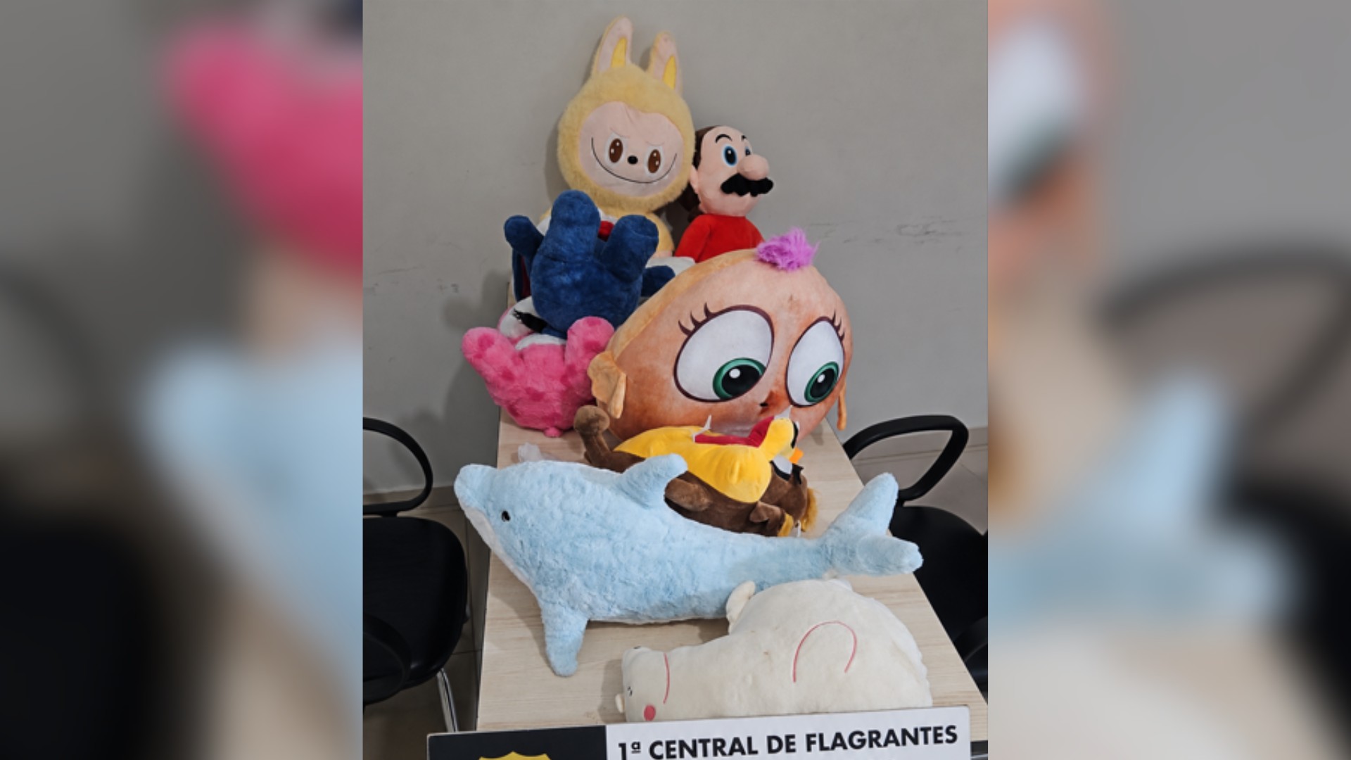 Mãe entrega à polícia pelúcias retiradas por criança flagrada entrando em máquina em shopping no interior de SP