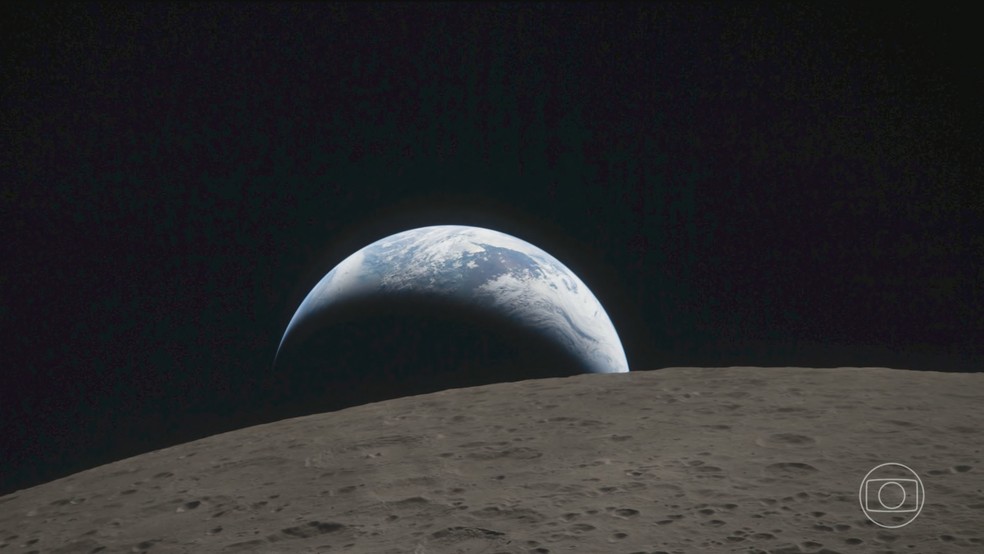 Astronautas da Artemis II encantam o mundo com novas fotos da Lua e da Terra — Foto: Jornal Nacional/ Reprodução