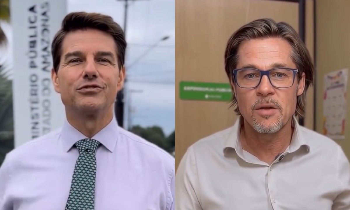 
Defensores públicos do AM se transformam em Brad Pitt e Tom Cruise para campanha contra golpes com IA