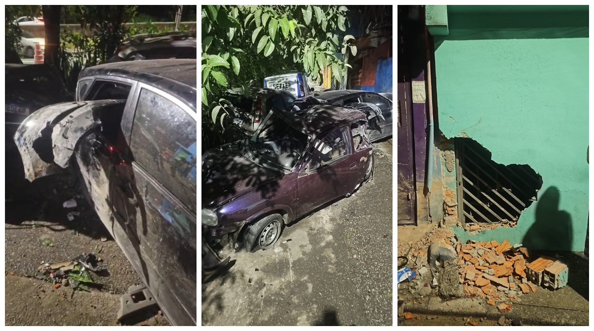 Motorista perde controle, provoca engavetamento e atinge casas em Santo André, na Grande SP