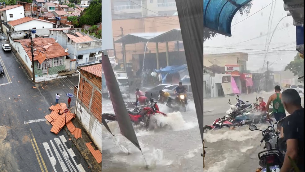 Moradores enfrentaram temporal em Guaraciaba do Norte. — Foto: Imagens cedidas/Mateus César