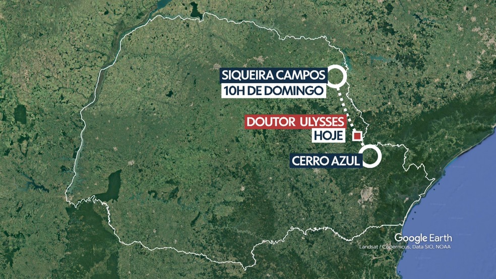 Aeronave caiu enquanto fazia uma rota entre Siqueira Campos e Cerro Azul — Foto: Artes/RPC