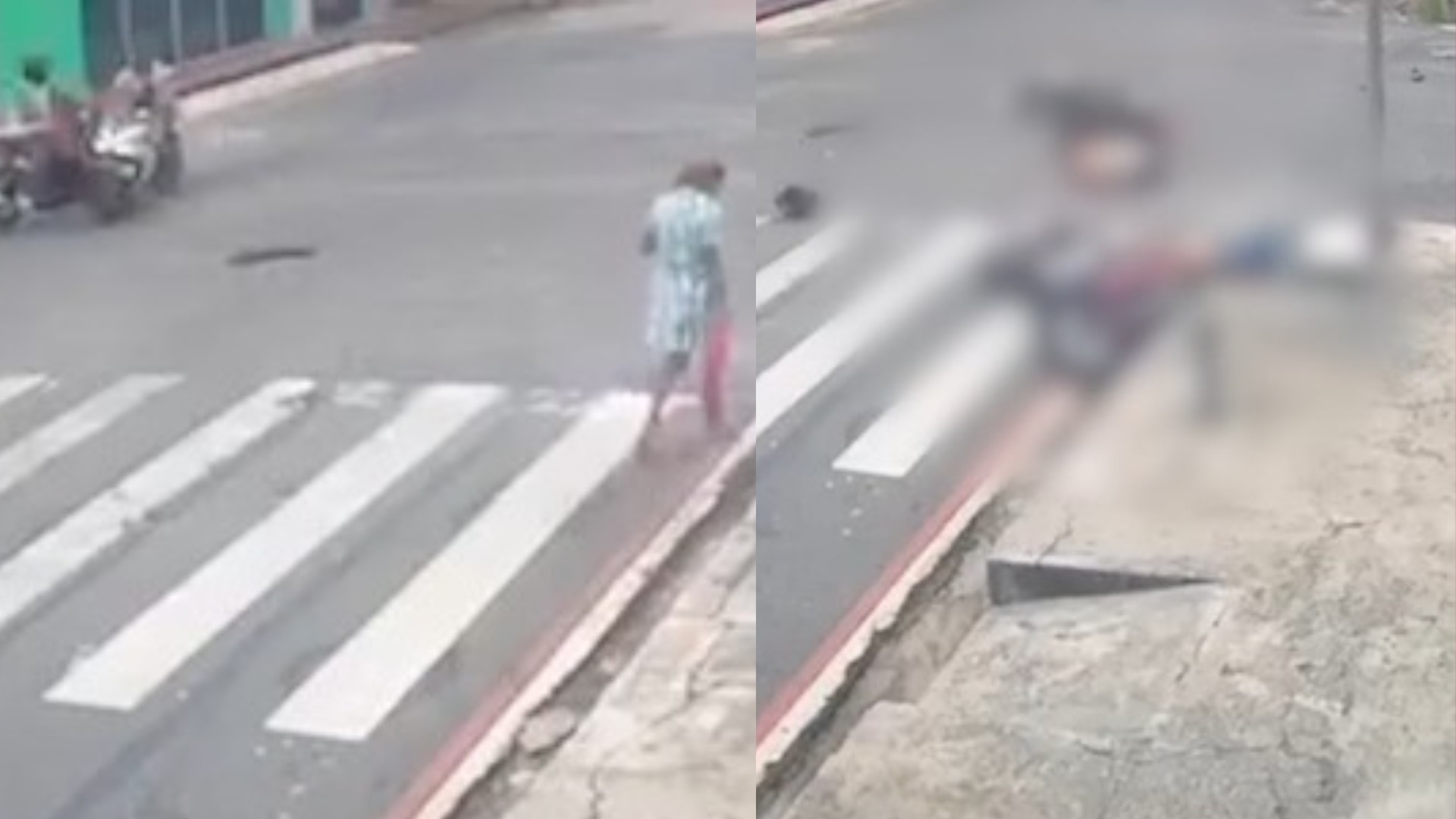 Mulher escapa por pouco de acidente entre motos em cruzamento de Ananindeua; VÍDEO mostra colisão