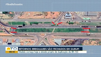 Retornos irregulares são fechados para duplicação da BR-153 em Gurupi