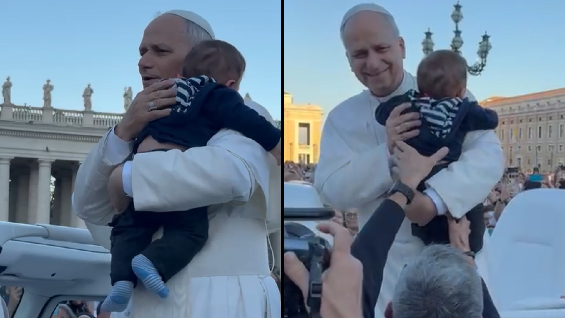 Papa Leão XIV abraça bebê brasileiro durante visita ao Vaticano: 'Gesto bonito e emocionante', diz família