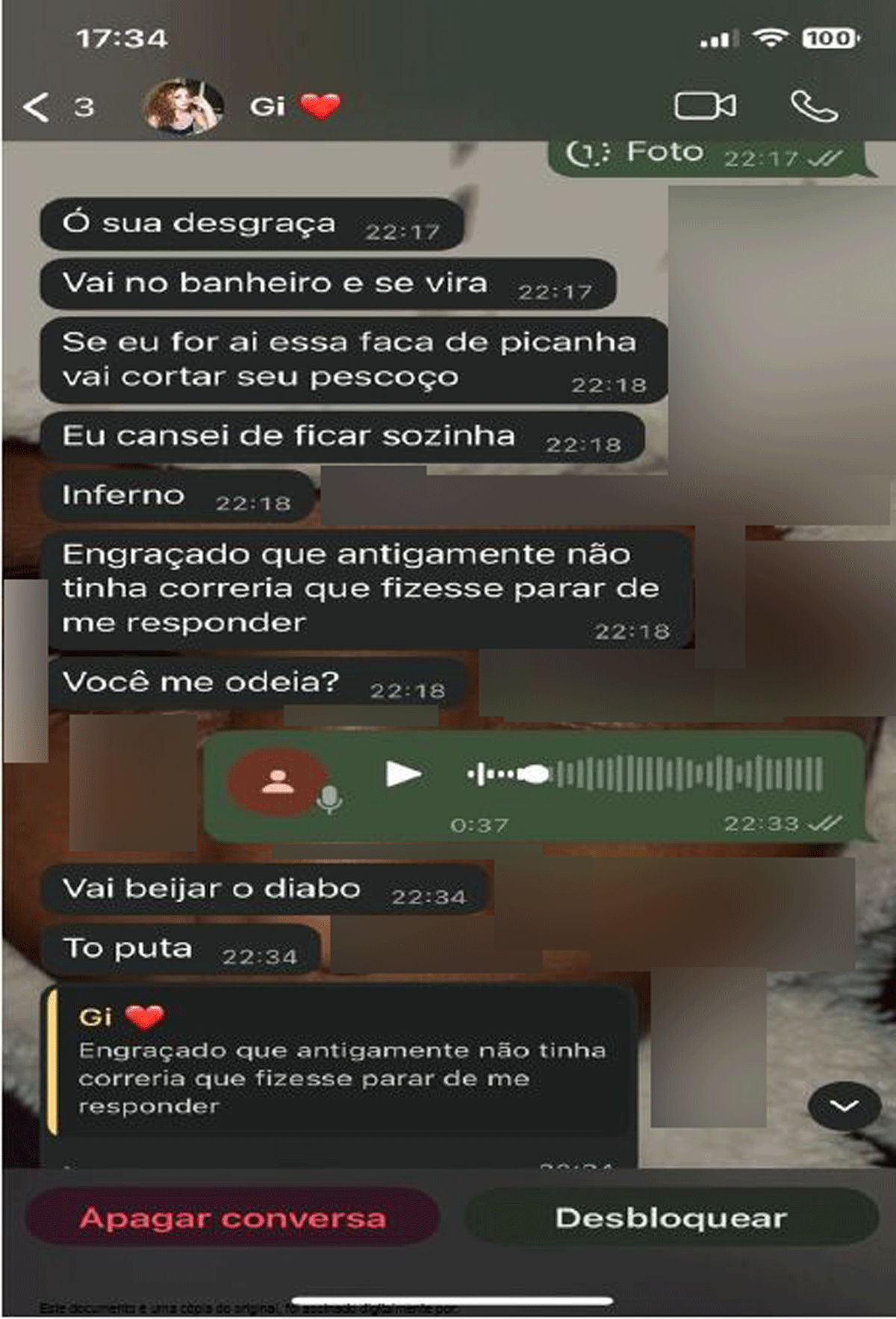 Jovem que atropelou e matou namorado e amiga enviou outras mensagens com ameaças: 'Cortar seu pescoço' e 'vai beijar o diabo'