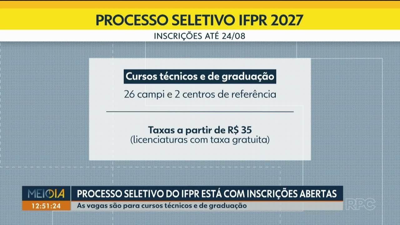 Últimos dias para inscrições no vestibular do IFPR em 28 cidades