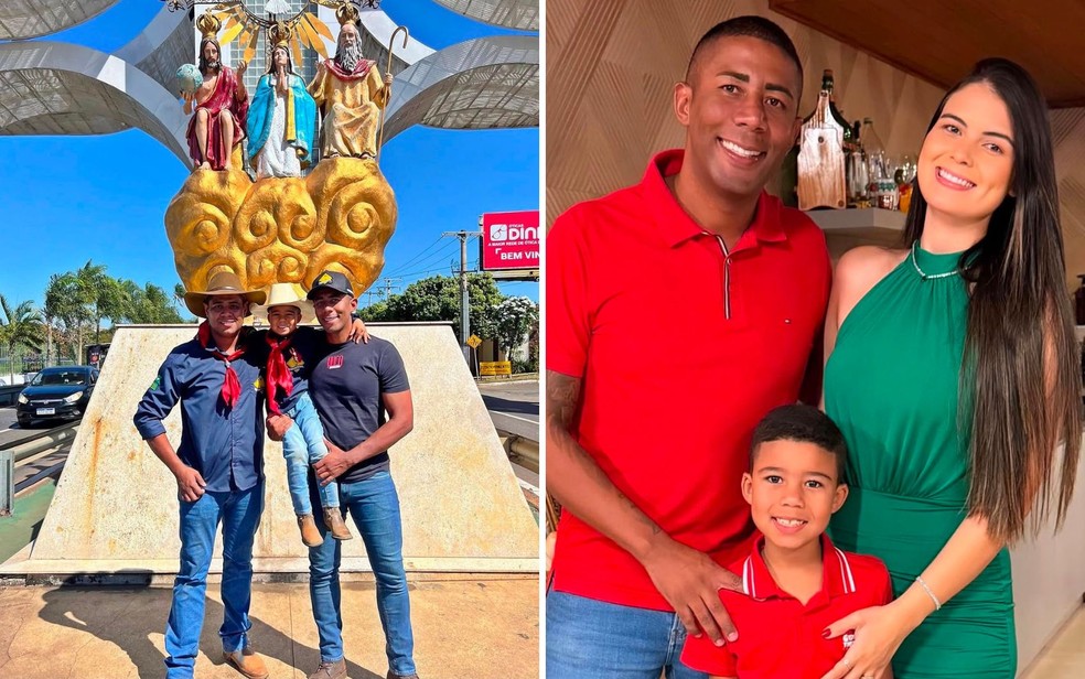 Menino que reencontrou mula perdida sempre está acompanhado do padrinho e do pai; família é de Novo Gama — Foto: Arquivo Pessoal/Gabriela Ferreira