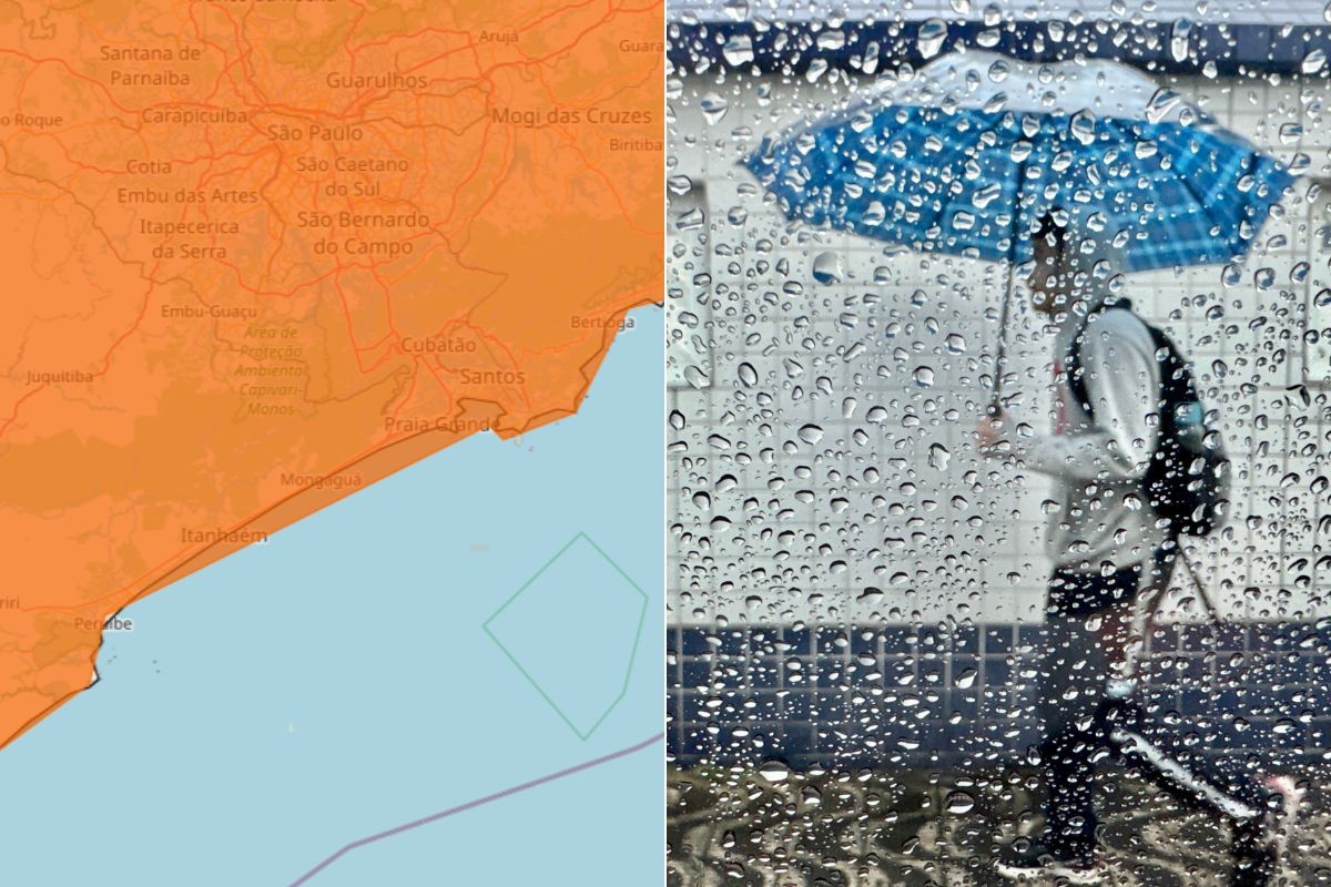 Inmet emite alerta laranja para chuvas fortes no litoral de SP; veja previsão do tempo
