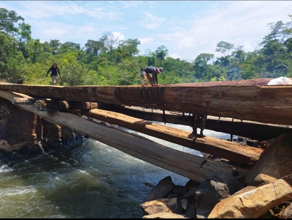 Pontes são destruídas em operação da PF e Ibama — Foto: Reprodução/PF