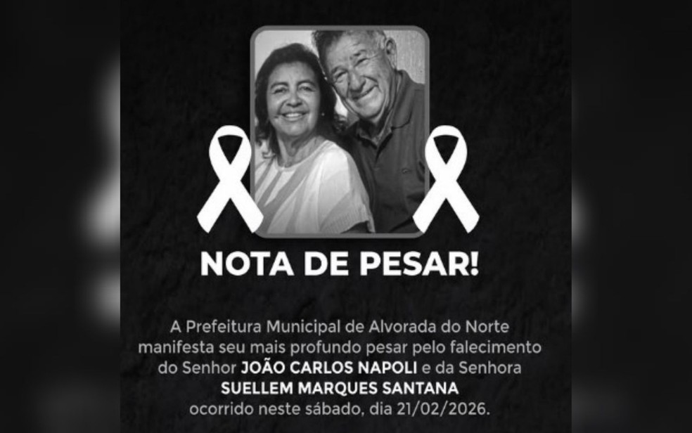Casal morava em Brasília e tinha familiares em Alvorada do Norte, Goiás — Foto: Reprodução/Prefeitura de Alvorada do Norte
