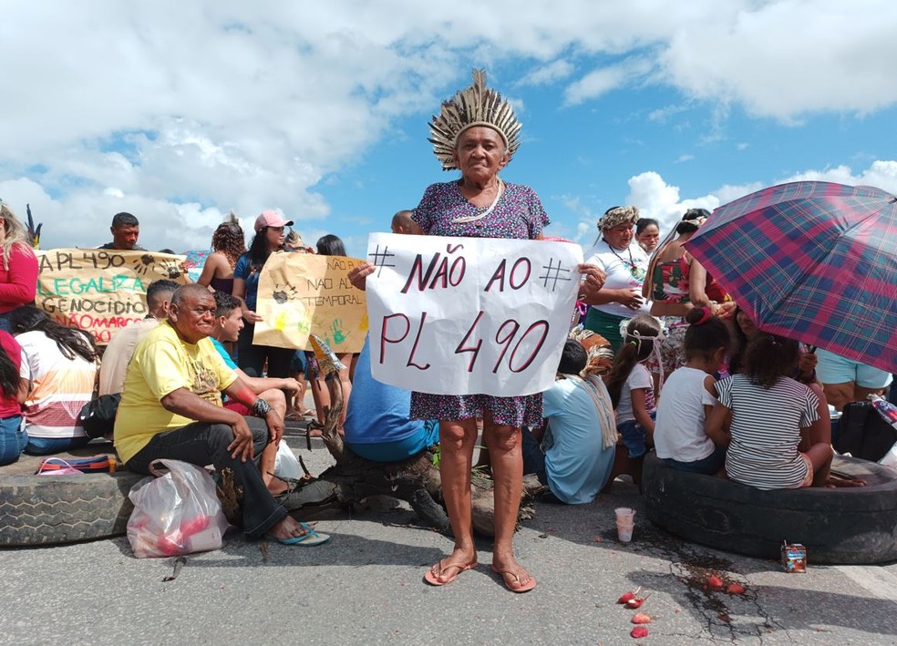 Protestos de indígenas no Ceará contra a PL 490. — Foto: Rapha Anacé/ Arquivo pessoal