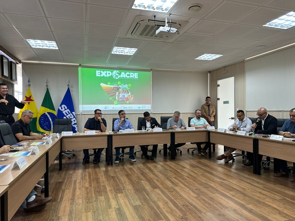 Coletiva de imprensa apresentou os resultados da Expoacre 2024 nesta quarta-feira (11) — Foto: Andryo Amaral/Rede Amazônica
