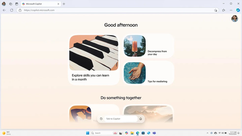 Microsoft Copilot: nova versão da ferramenta de IA ganha voz, visão e raciocínio profundo — Foto: Divulgação/Microsoft