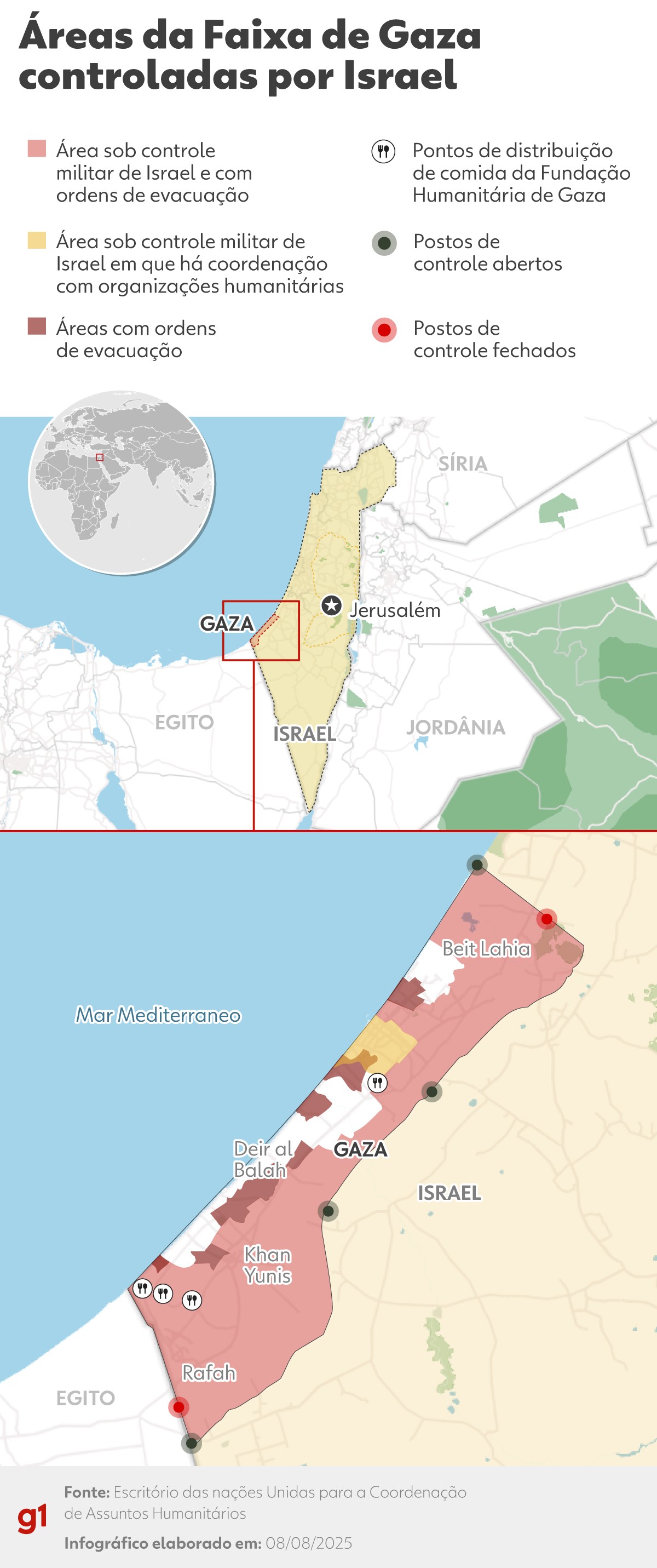 Faixa de Gaza: Israel já controla quase todo o território e agora quer ocupação total; veja mapa e história