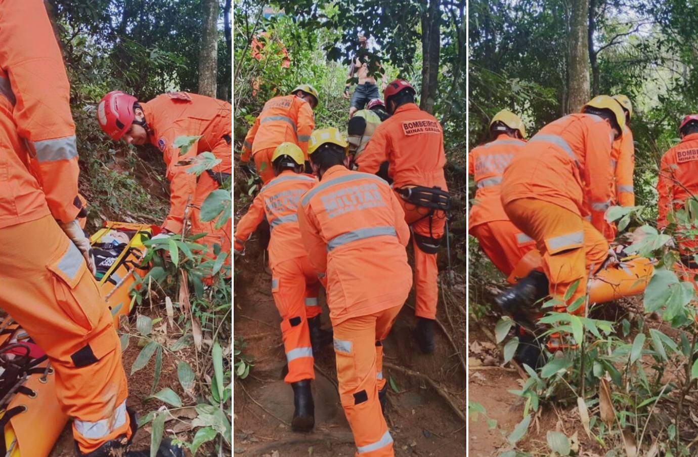 Mulher cai de cerca de 10 metros de altura durante trilha em Brumadinho e é resgatada com ajuda de helicóptero