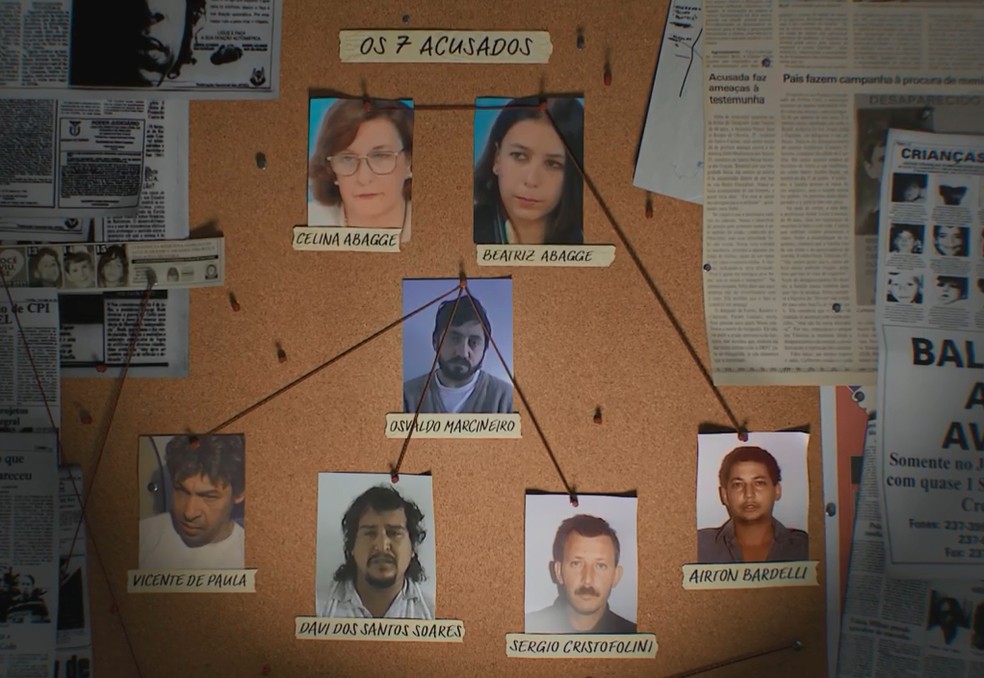 Os sete acusados do Caso Evandro  — Foto: Reprodução/Globoplay 