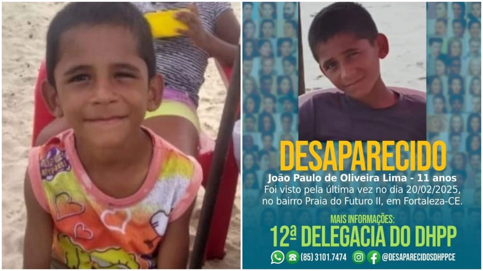 João Paulo de Oliveira Lima, de 11 anos, desapareceu após sair de uma escola em Fortaleza, na última quinta-feira (20). — Foto: Reprodução