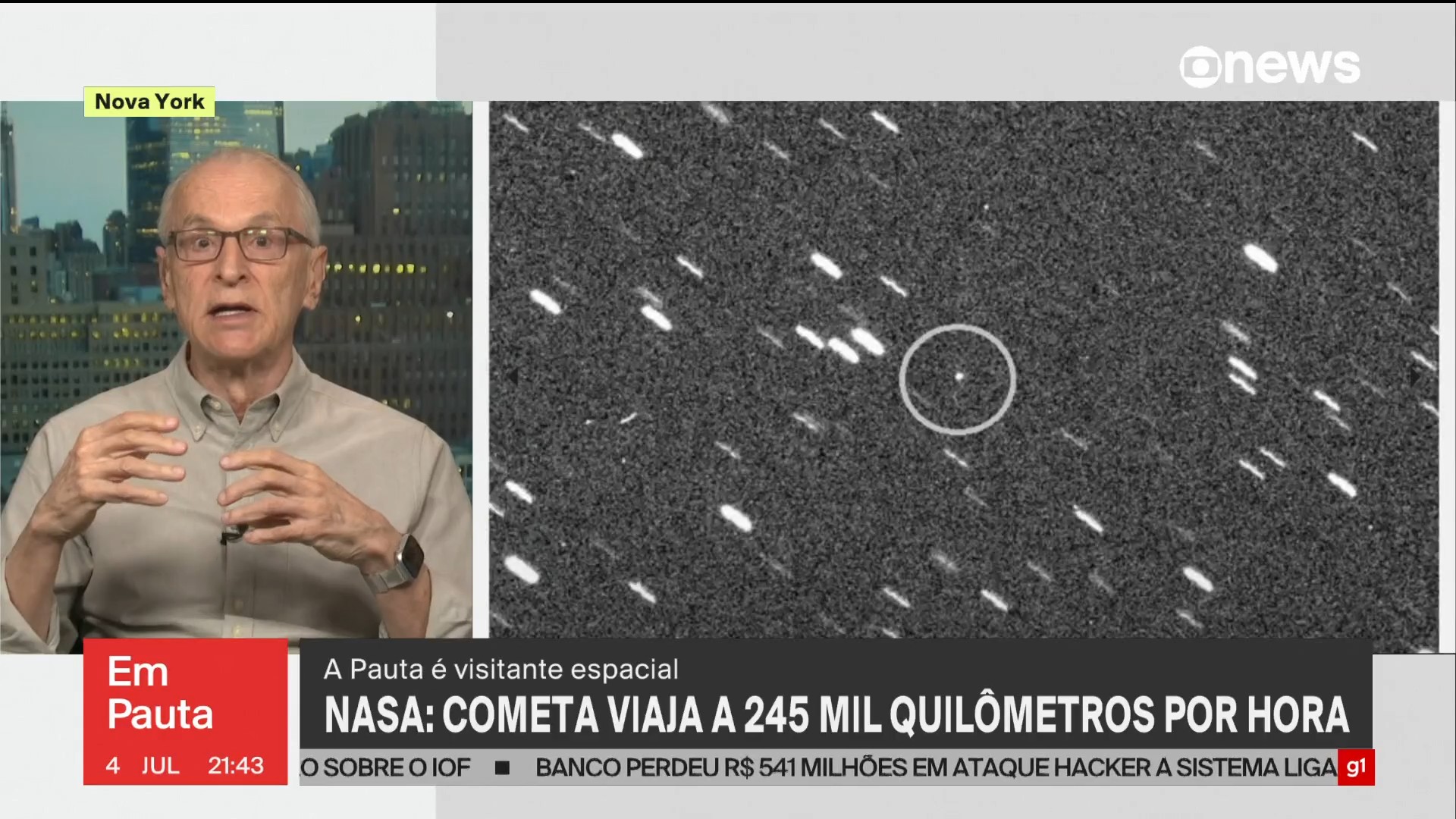 Nasa confirma passagem de cometa interestelar pelo Sistema Solar; corpo viaja a 245 mil km/h e não oferece risco à Terra