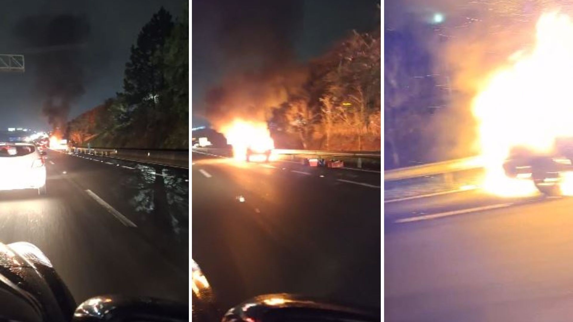 Veículo pega fogo, interdita faixas e provoca lentidão na Rodovia D. Pedro I em Campinas