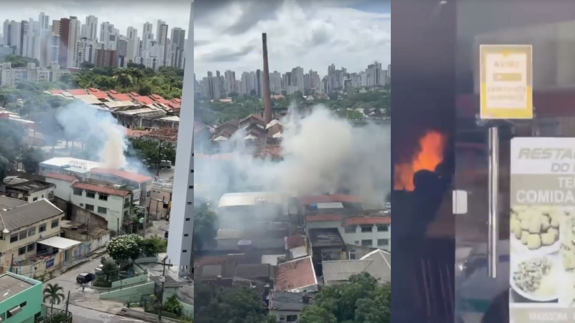 Restaurante pega fogo e incêndio deixa dois funcionários feridos no Recife; VÍDEO