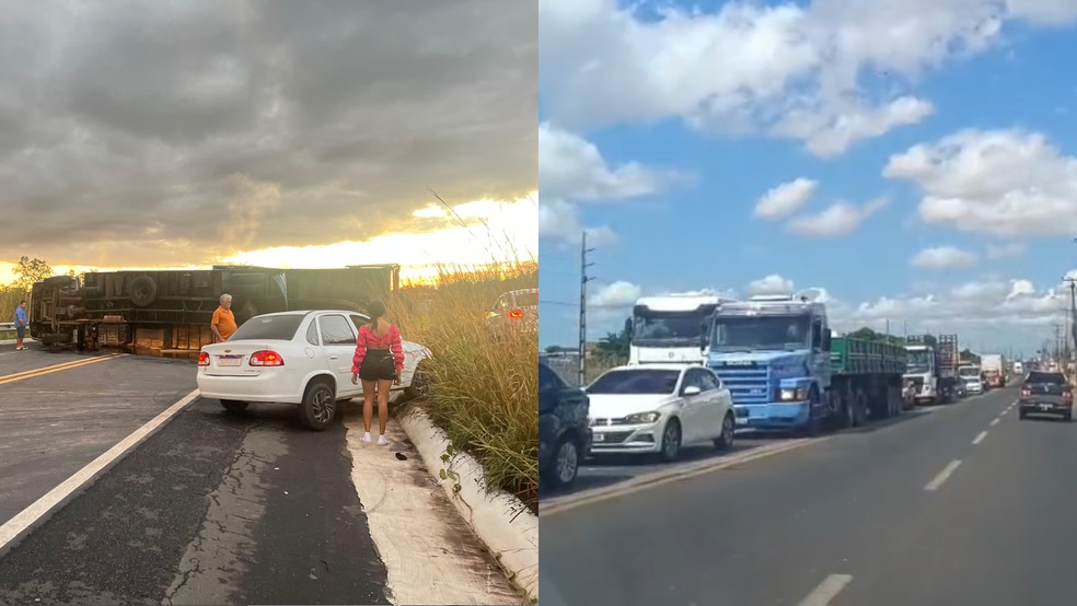 BR-343 fica interditada em Teresina e Altos após acidentes neste sábado (16) — Foto: Arquivos g1 PI