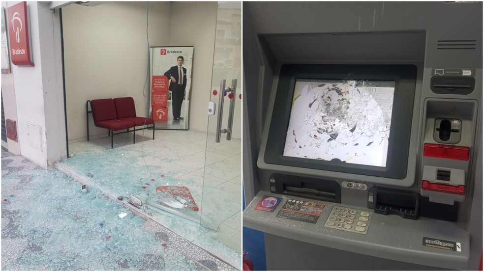 Dupla é presa após destruir fachada de banco e quebrar caixas eletrônicos em Ibicuitinga. — Foto: Arquivo pessoal