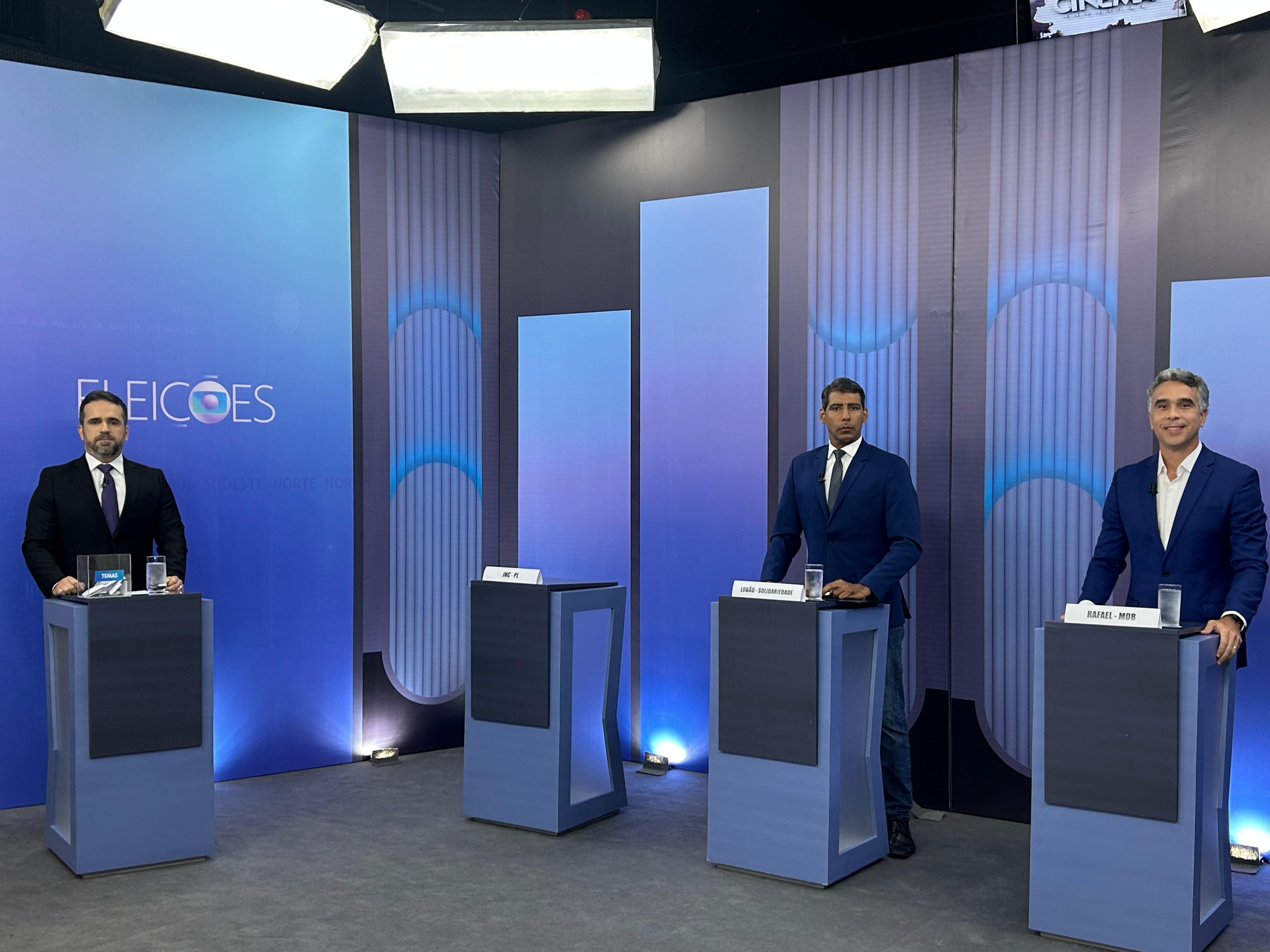 Debate na TV Gazeta para prefeito de Maceió é marcado por falta de embates entre Lobão e Rafael Brito e ausência de JHC