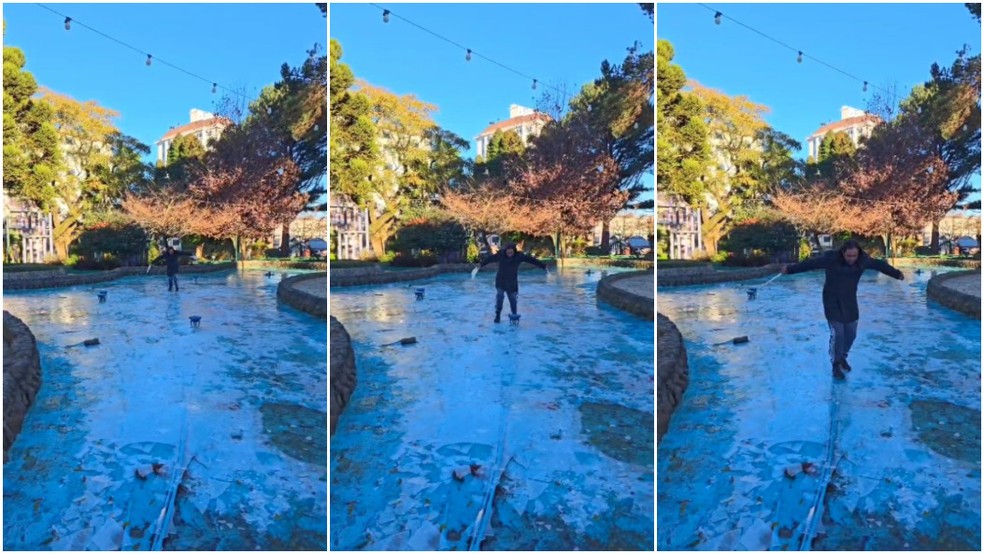 Amanhecer em São Joaquim nesta segunda-feira — Foto: São Joaquim Online/Divulgação