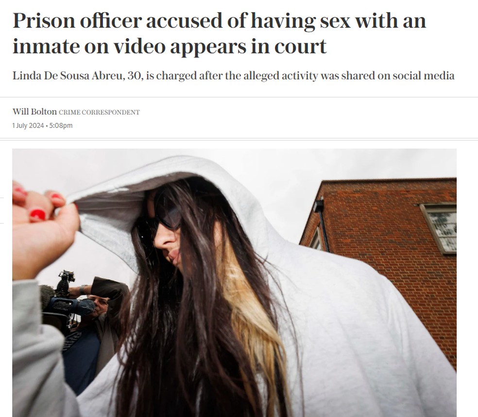 Brasileira acusada de fazer sexo com preso em Londres passa por audiêndia de custódia — Foto: Reprodução/The Telegraph