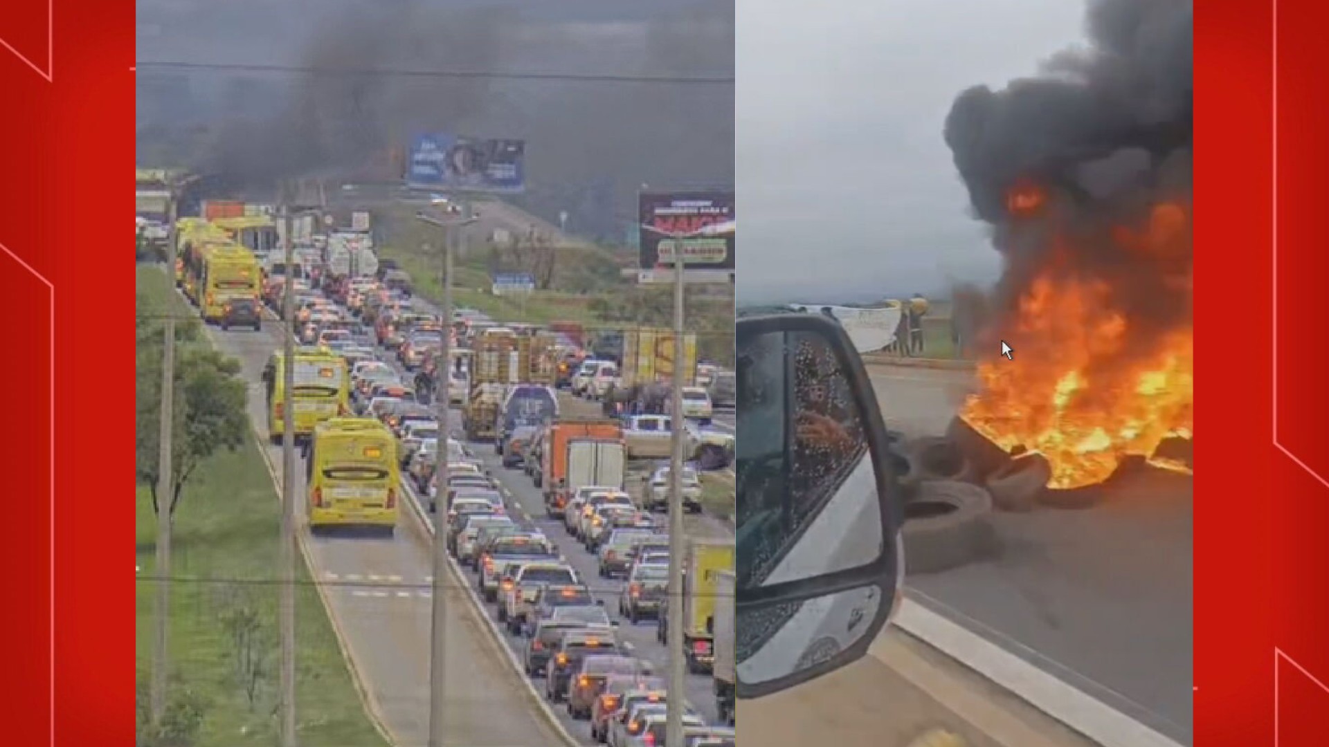 Protesto na DF-480 bloqueia trânsito na manhã desta quinta