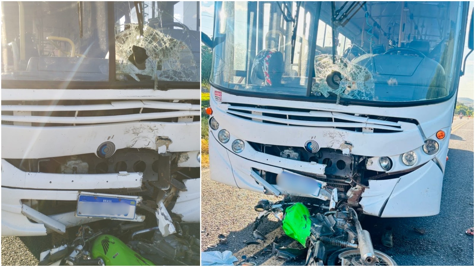 Condutor e passageiro de moto morrem em colisão com ônibus no interior do Ceará