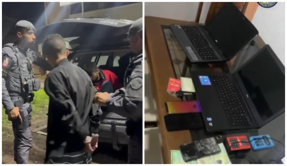 Dois homens são presos em central do golpe bancário em SP. — Foto: Reprodução