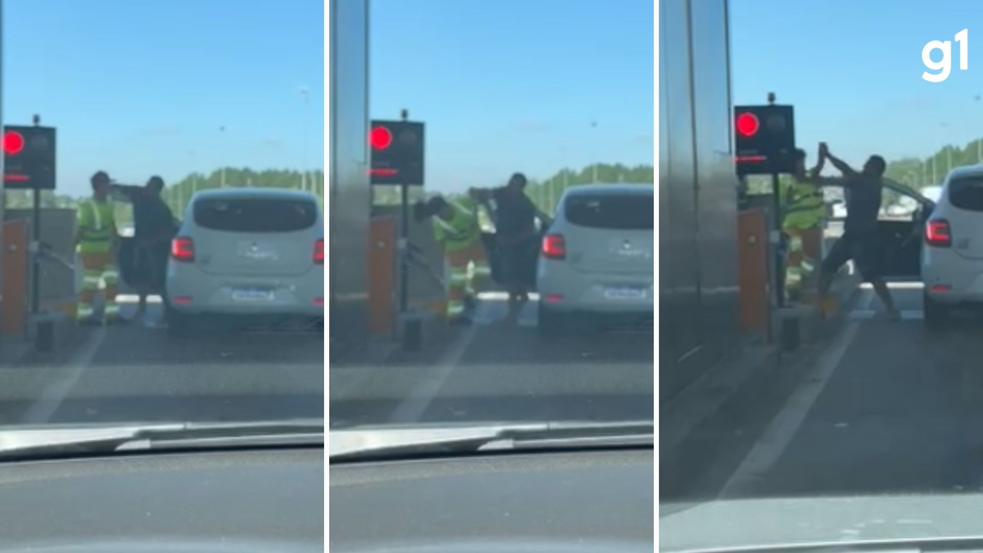 VÍDEO: motorista se irrita com demora em pedágio, quebra cancela e agride funcionário no RS