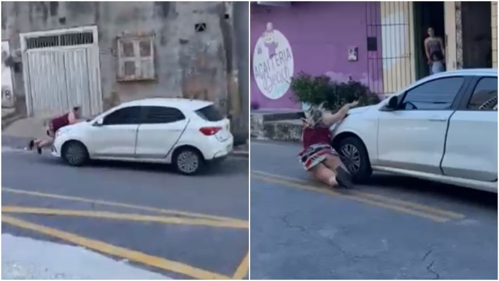 Homem agride e atropela a ex-namorada em Fortaleza. — Foto: Reprodução