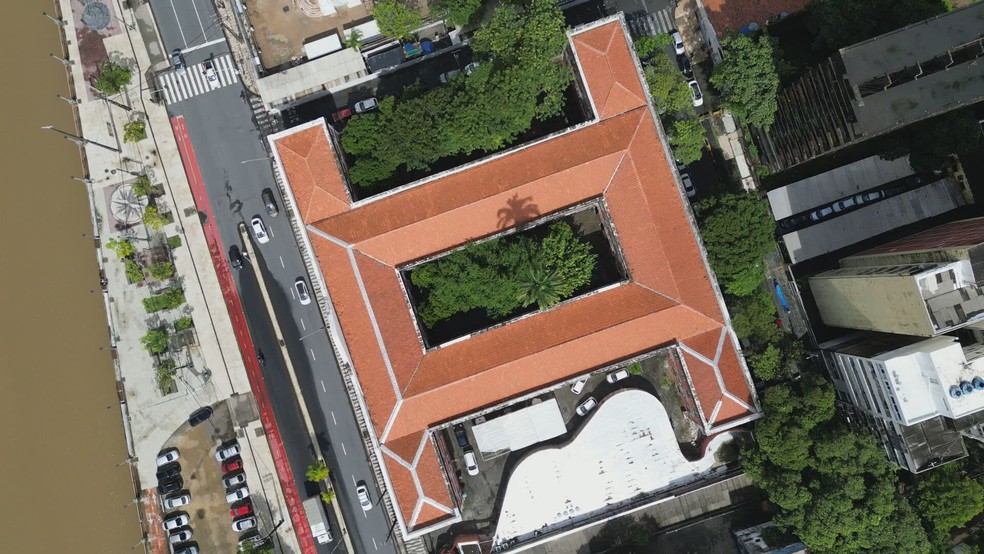 Vista aérea do Ginásio Pernambucano, no Recife — Foto: Ezequiel Quirino/TV Globo