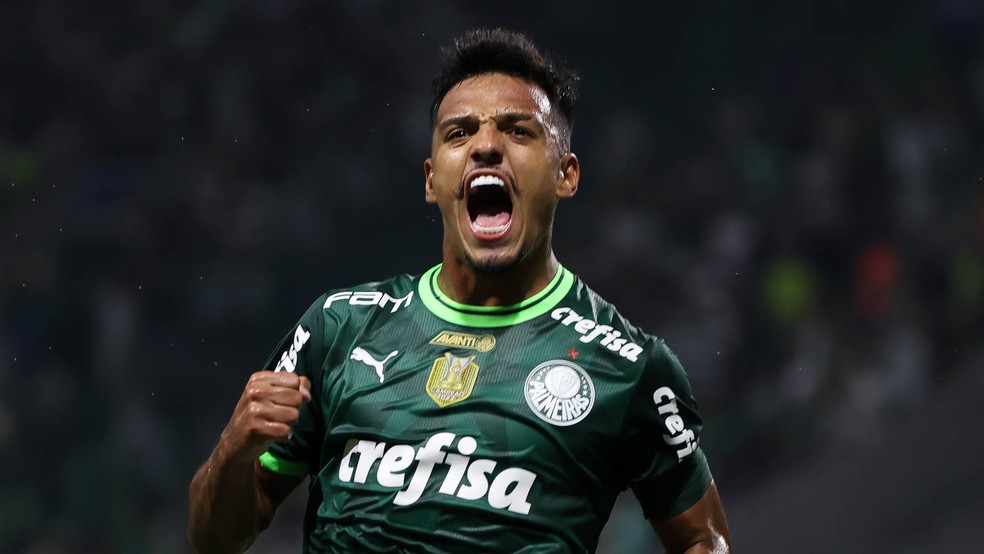 Gabriel Menino comemora gol pelo Palmeiras — Foto: Cesar Greco/Palmeiras