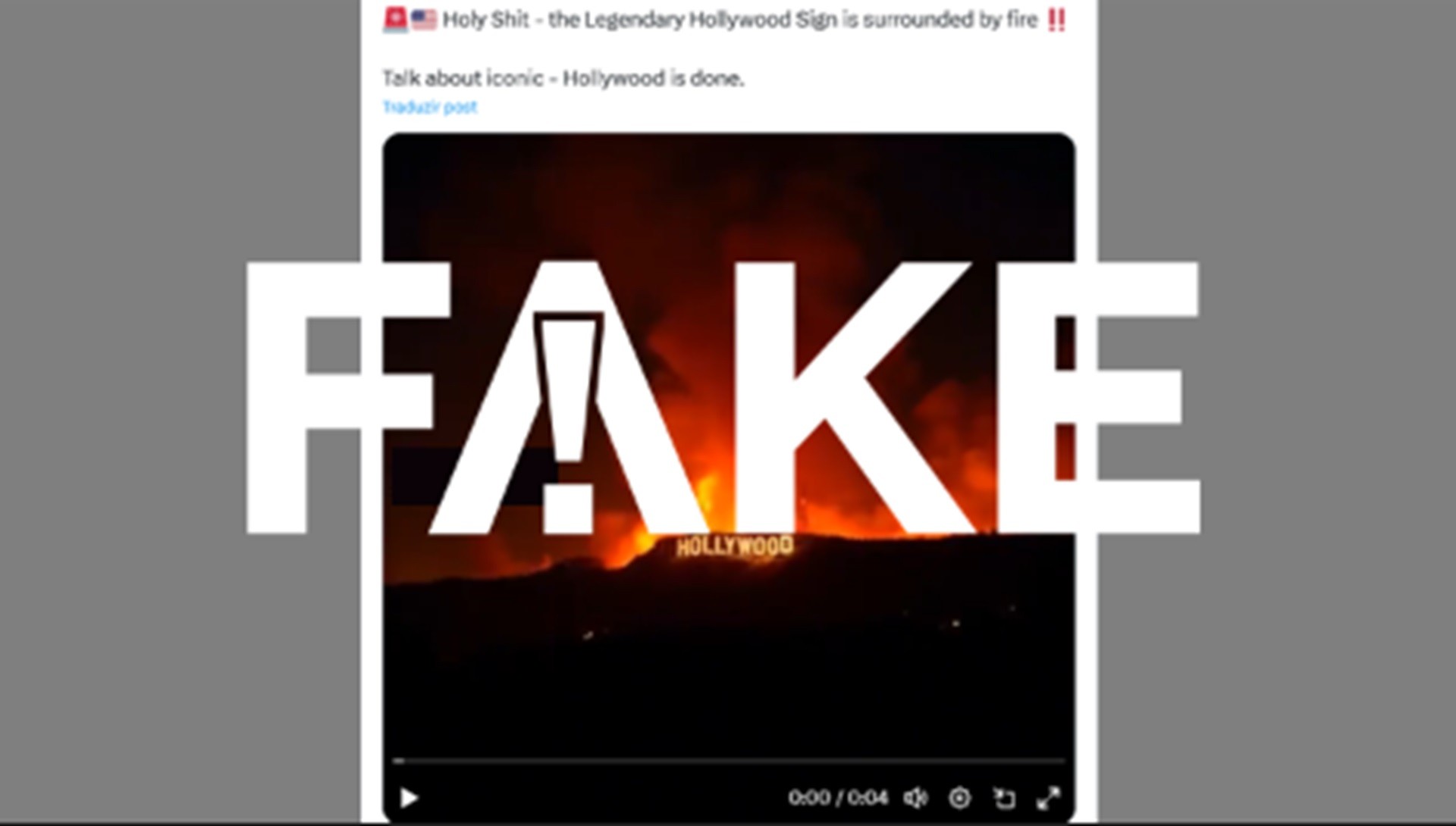 É #FAKE que incêndio na Califórnia atingiu o famoso letreiro de Hollywood