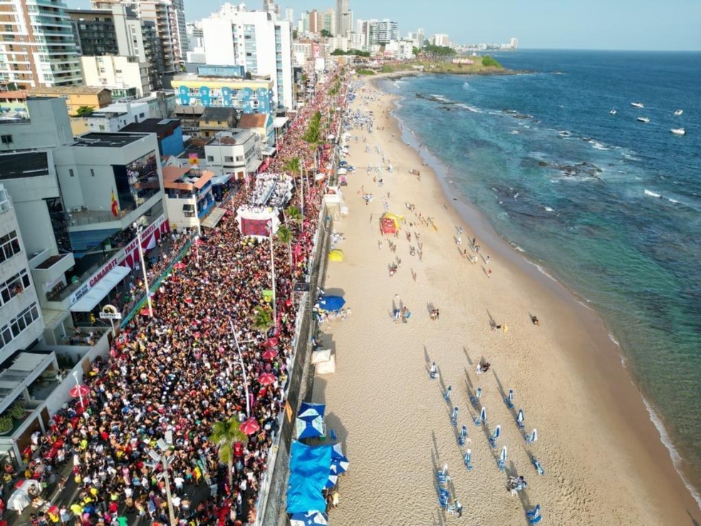 Imagem aérea do Carnaval de Salvador — Foto: Betto Jr./Secom PMS