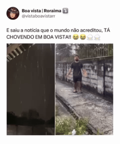 Chuva 'inédita' em Boa Vista rende memes nas redes sociais em meio a seca: 'Achei que estava sonhando'