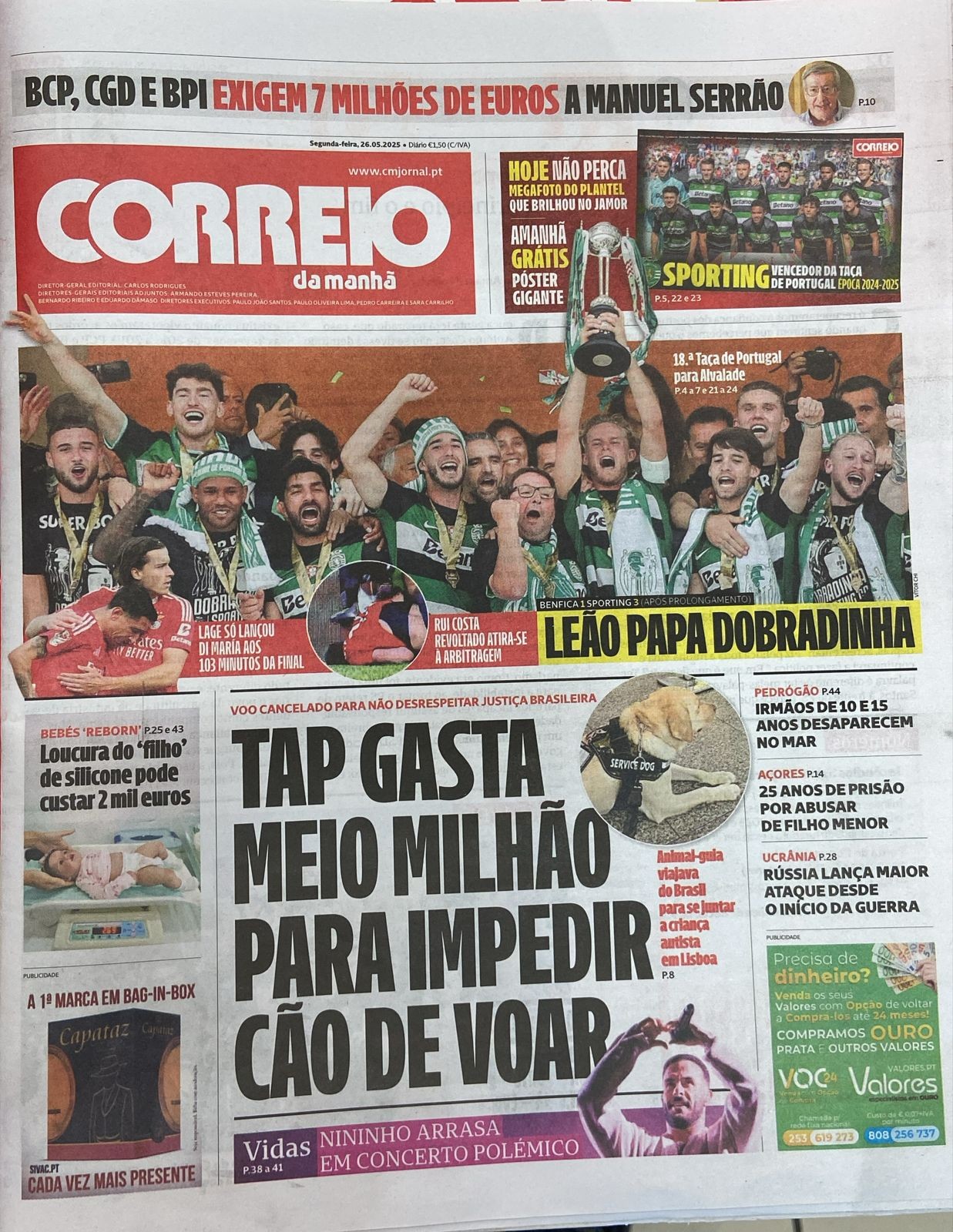 Imprensa de Portugal repercute cancelamento de voo da TAP após recusa em levar cão de serviço e cita prejuízo de R$ 3,2 milhões