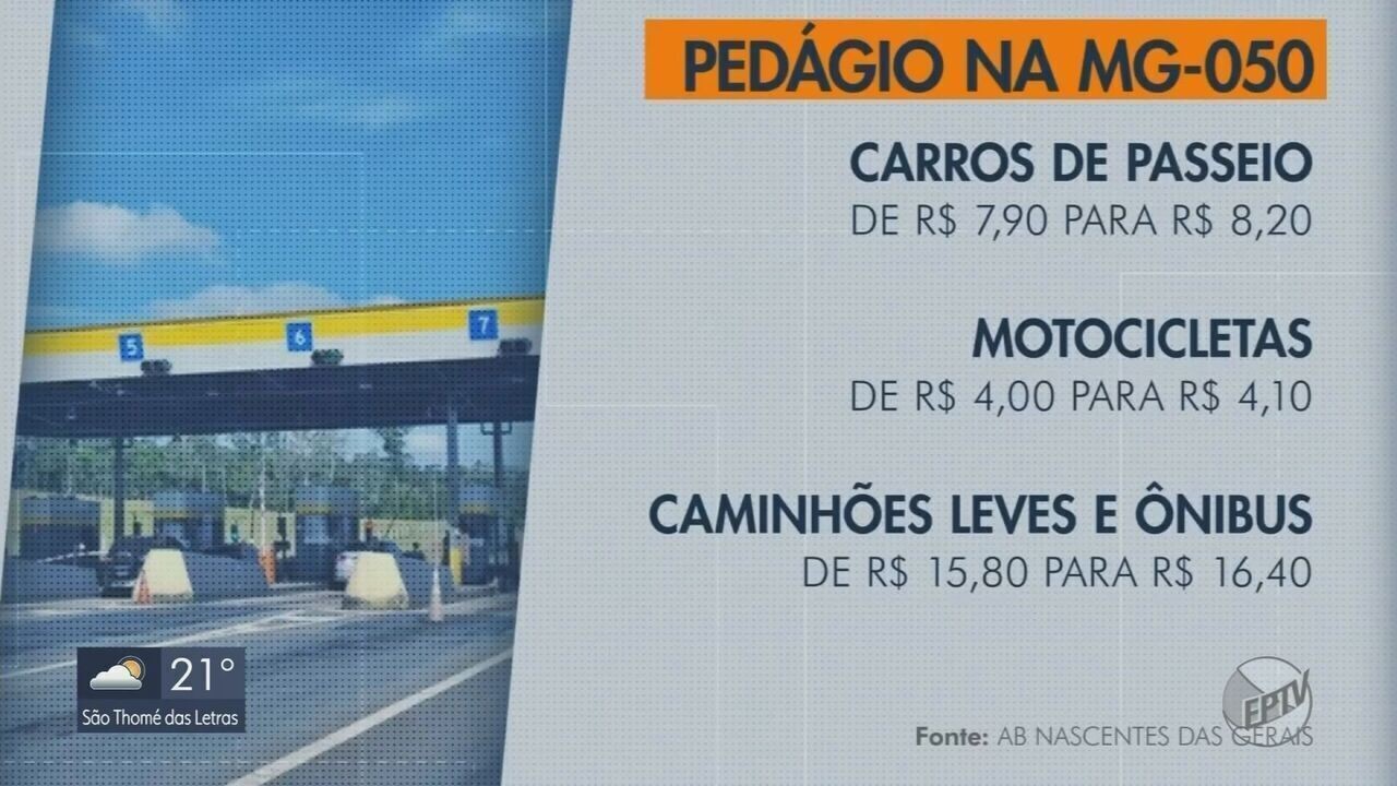 Tarifas Do Pedágio Da Mg 050 Passam A Ficar Mais Caras A Partir Desta